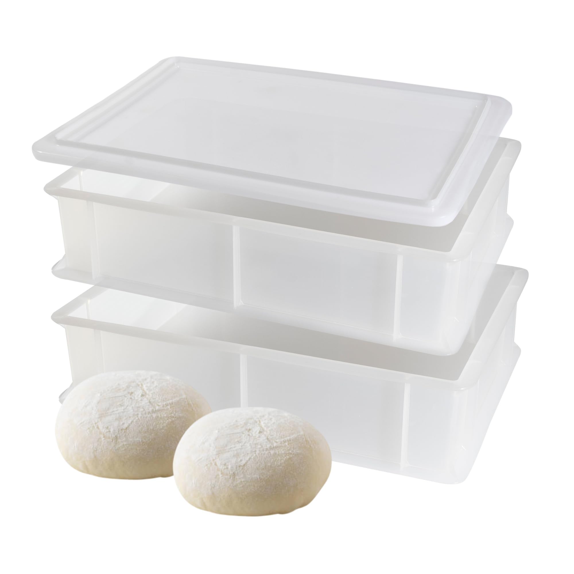 CookandSupply Conteneur pour Levée de Pizza et Pain BPA-free – Bacs à Pâte Certifiés Contact Alimentaire – Made in Italy – 2 Bacs Empilables 40x30x10 + 1 Couvercle