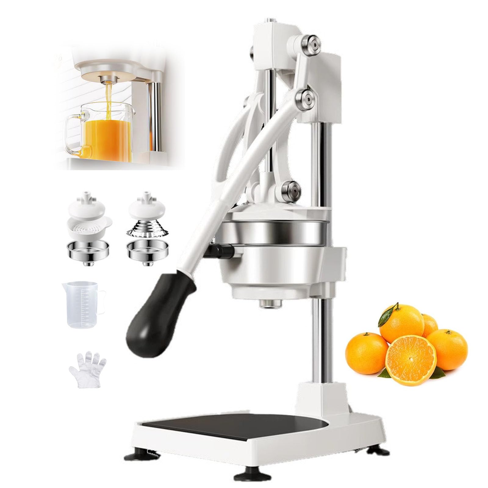 Heavy Duty Manual Fruit Juicer, Commercial Hand Pressed Fresh Squeezer, with Double Mold, Lemon Squeezer and Orange Crusher, Easy to Clean, Suitable for Citrus Fruits
