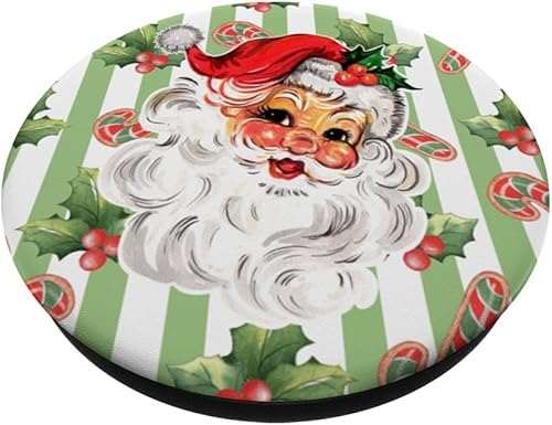 Miniatura 2 de PopSockets PopGrip estándar de rayas de bastón de caramelo navideño de Papá Noel
