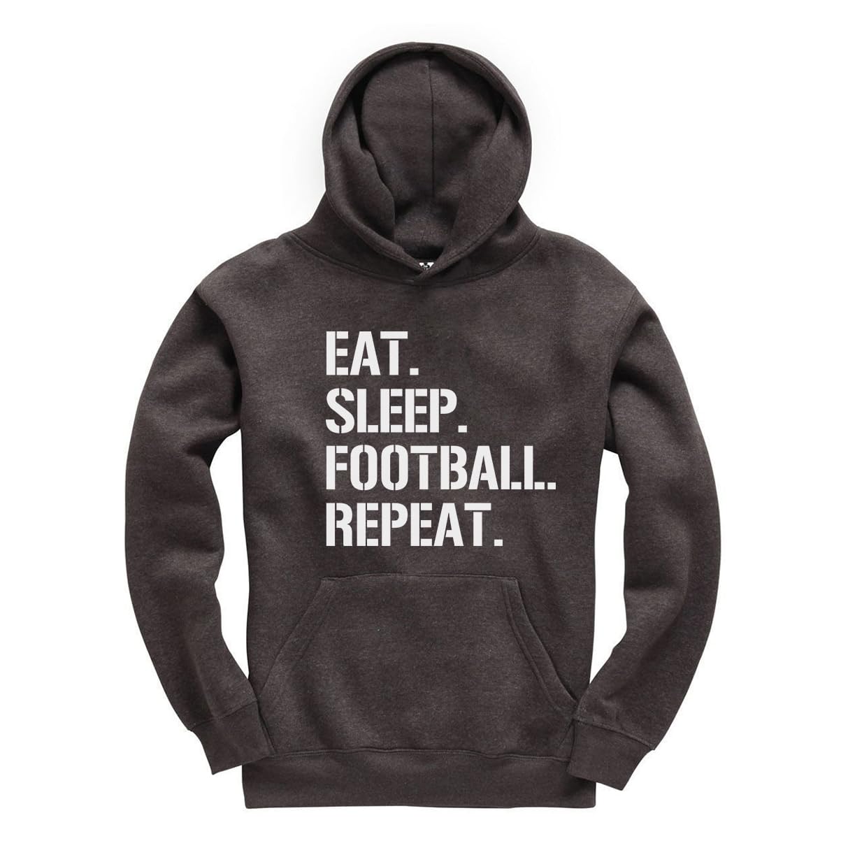 New Spirit Original Eat Sleep Football Repeat Funny Unisex Kids Hoodie Jumper Footy 7/8 Dark Heather