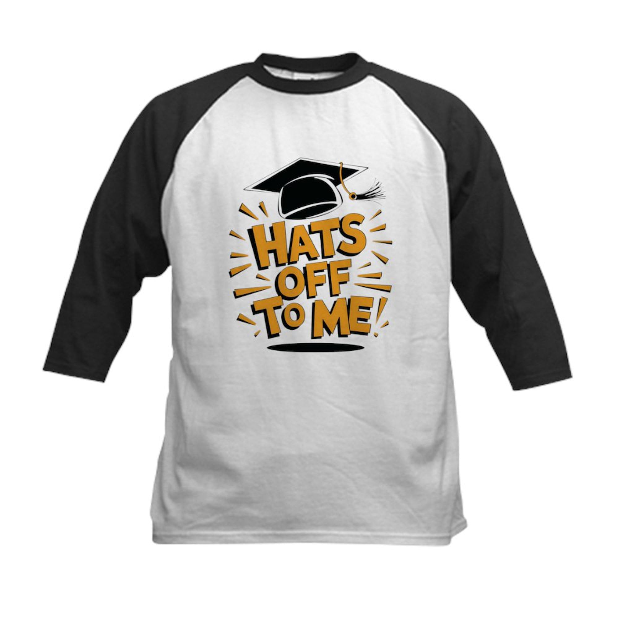 CafePress Congratulations Graduate Gift Kids Baseball T Shirt Kids Cotton Baseball Jersey, 3/4 Raglan Sleeve Shirt Black/White