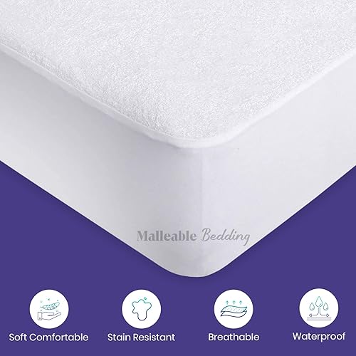 Miniatura 5 de Split California King - Protector de colchón impermeable ultra suave estilo sábana bajera cama dividida de 21 pulgadas de profundidad 100 algodón de