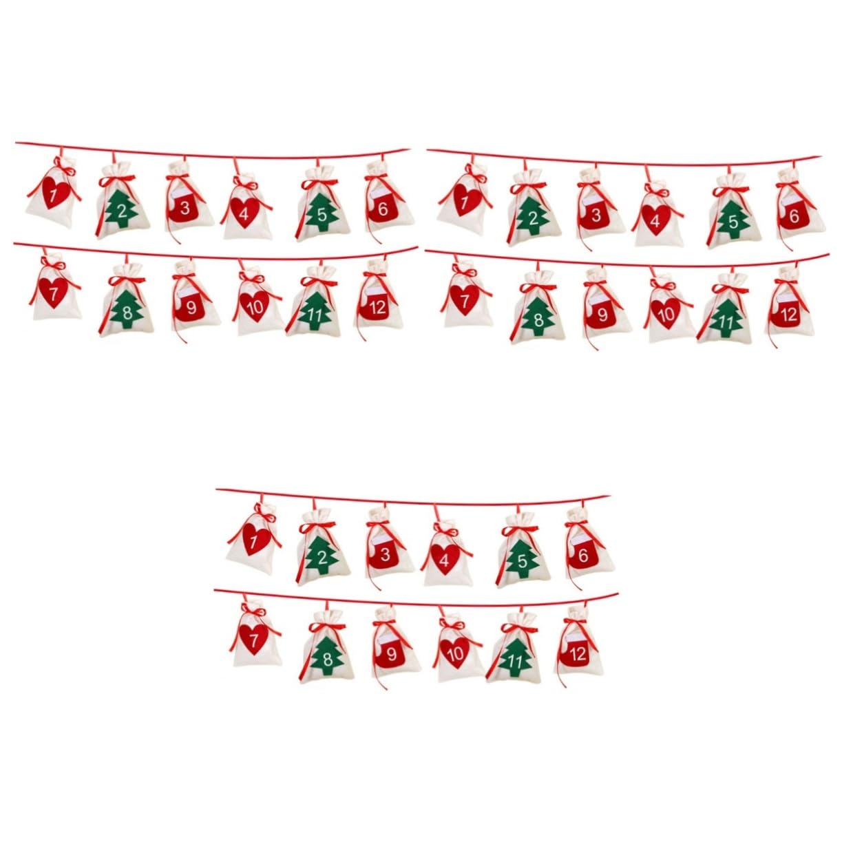 MAGICLULU 3 Set Calendario Ghirlanda Di Natale Appesa Calendario Dellavvento Capodanno Borsa Decorazione Per Feste Di Natale Giocattoli Ragazzi E Ragazze Presente 12 Pezzi * 3