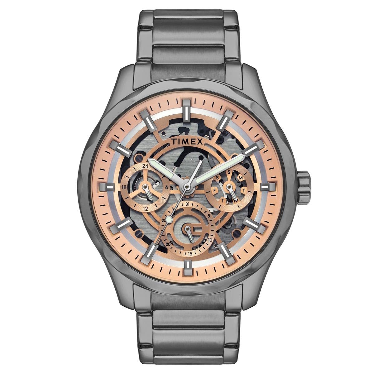 TIMEX Stainless Steel Men Copper Round Dial Analog Watch - Tw0Tg7631, Dial_Grey, Band_Gray (B0D95WBDLF) Amazon Price History, Amazon Price Tracker