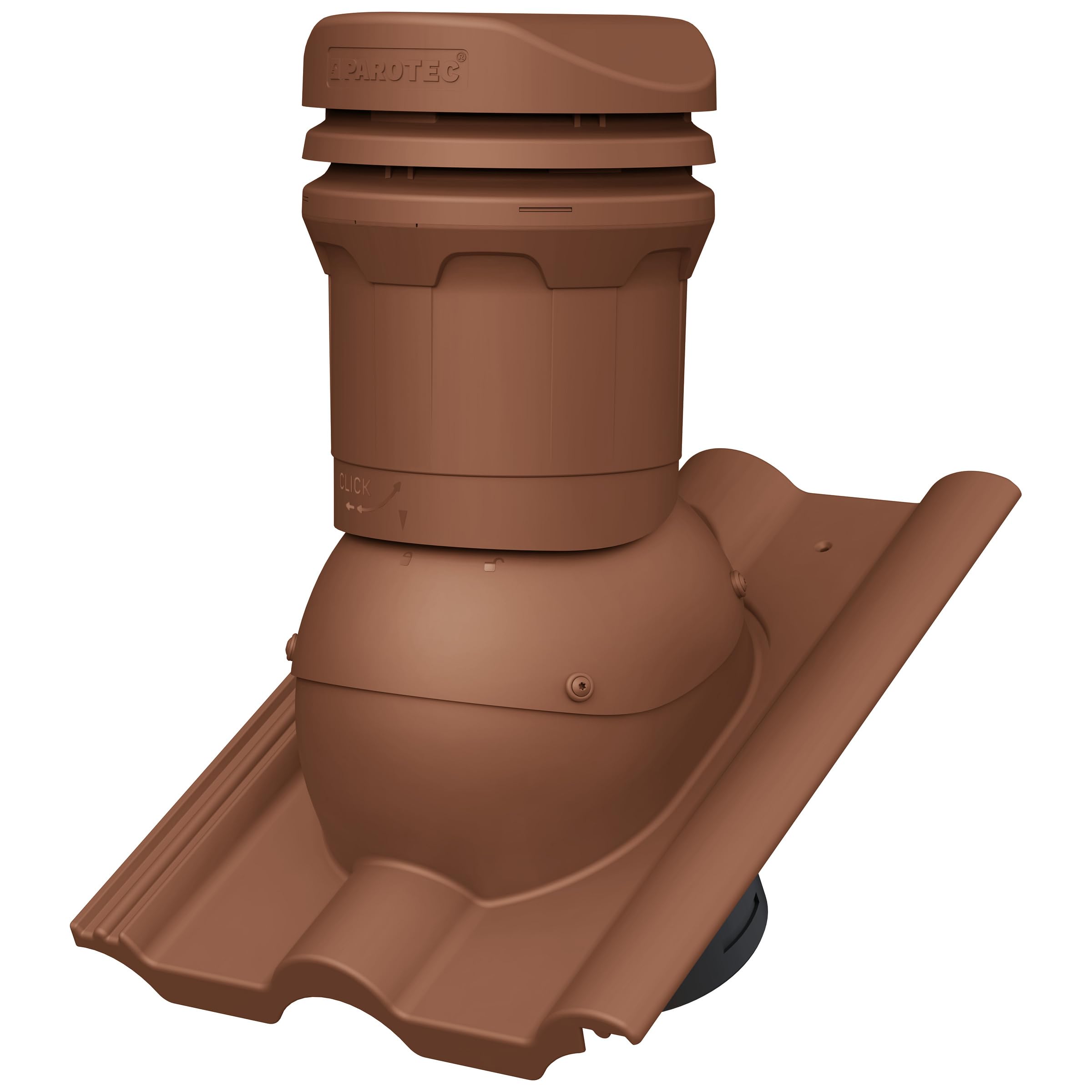 Parotec Cheminée de ventilation DN 125 mm – hauteur basse 325 mm – extracteur de toit passif pour tuiles Monier FRANKFURTER BENDERS MECKLENBURGER – Entlüftung de toit | Tuile de ventilation – RAL 8004