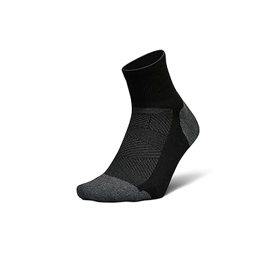 Feetures Elite Max Cushion Quarter Crew Cut Socks Shoes Black 1