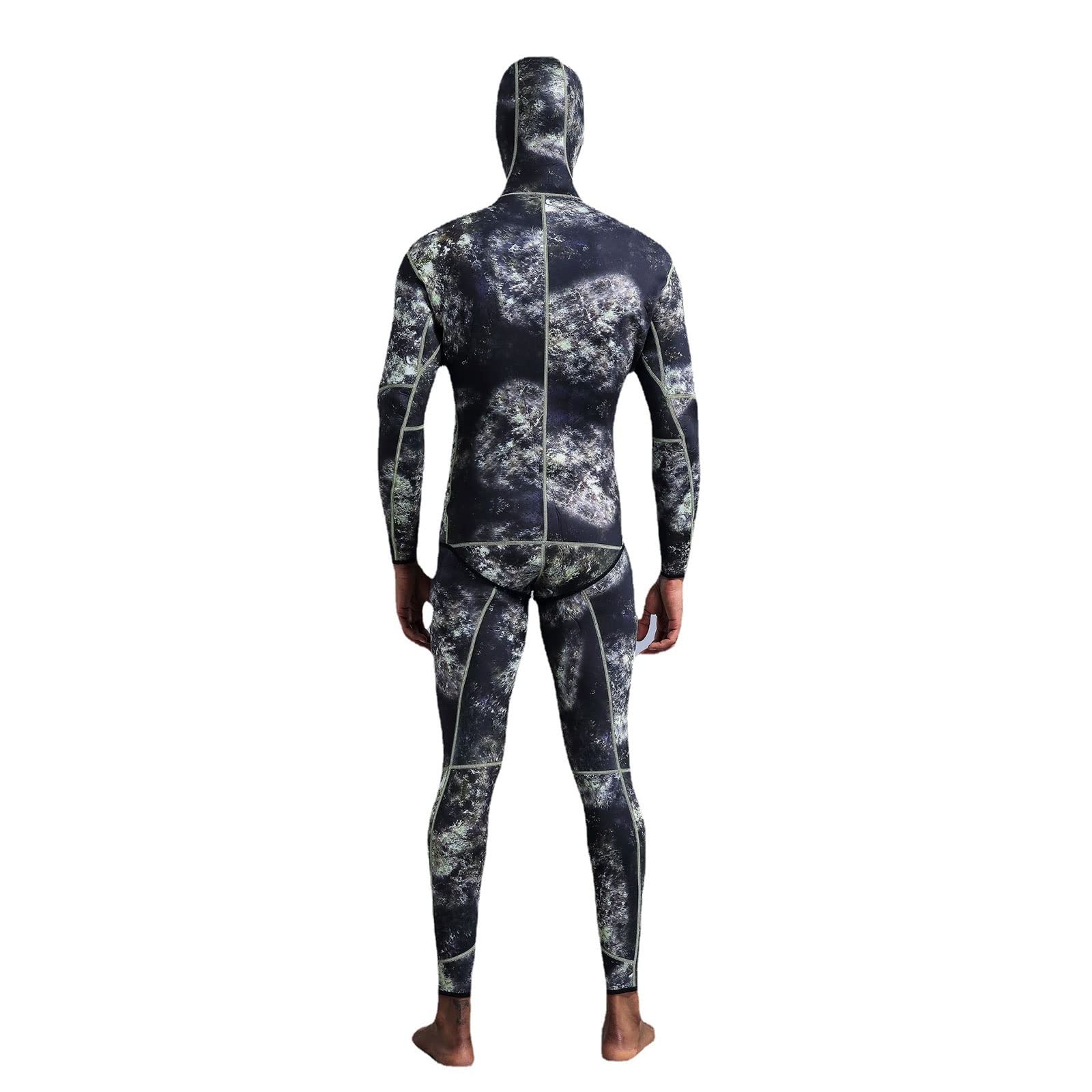 Combinaison de camouflage 3 mm, combinaison submersible en néoprène 2 pièces à capuche Fission à manches longues, pour homme, combinaison de plongée imperméable à l'eau ( Color : Green , Size : XL )