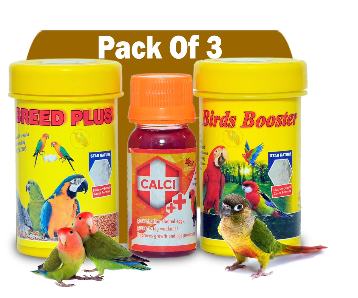 STAR FARMS Pack of 3 / Birds Health Suppliments Breed Plus 50G + Bird Booster 50G + Calcium Tonic 30 ML/Breeding Purpose,Better Fertility,Improve Egg Production. (B0D63VT2HL) Amazon Price History, Amazon Price Tracker