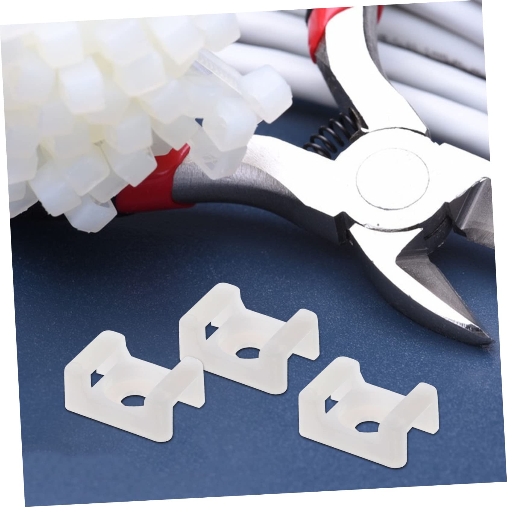 Hemobllo Supporto per Fascette in Plastica Abs Bianco 500 Pezzi per Fissaggio Cavi e Fascette, per Computer e Auto