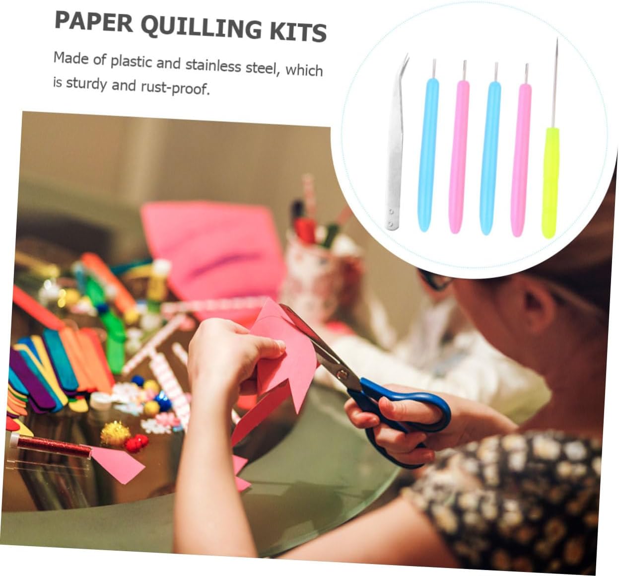 Lurrose 18pcs Paper Quilling Tool with Rolling Pens Piercer and Tweezer for Paper Craft Projects for Beginners and Quilling Enthusiasts