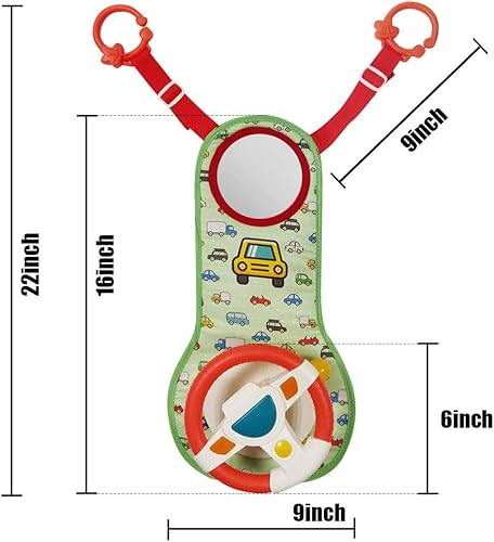 Miniatura 5 de WISHTIME Juguete central de juego para asiento de automóvil volante de juguete para asiento de automóvil para niños pequeños juguete de viaje para
