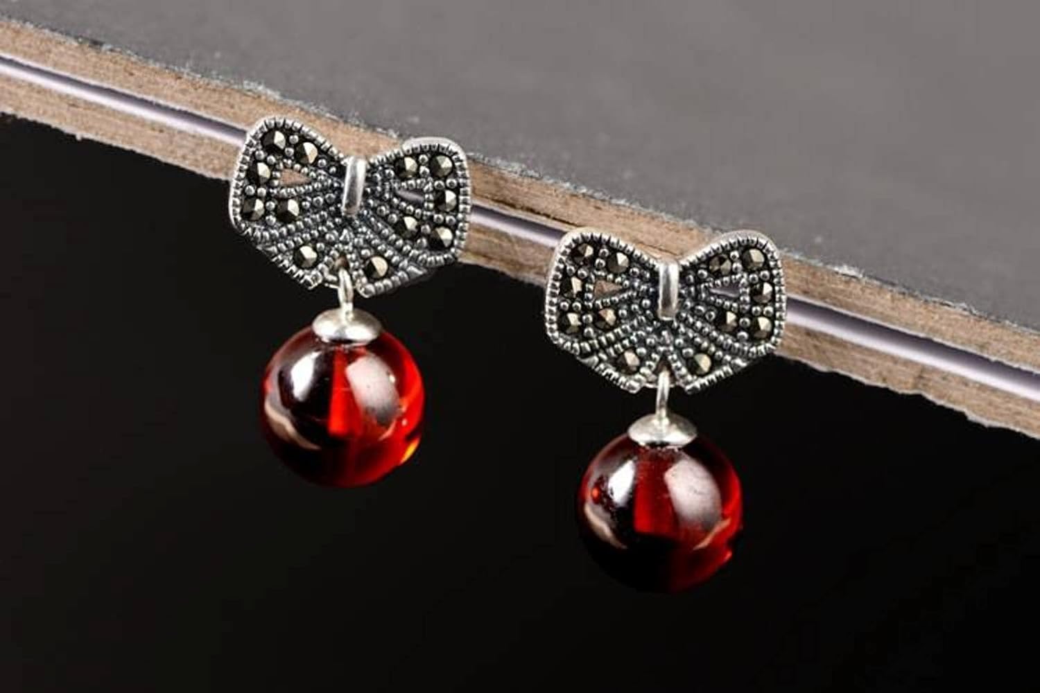 Earfashion Jewelry 925 Silver Jewelry Pearl Ear Stud Female Bowknot Earringsnimalism/Red