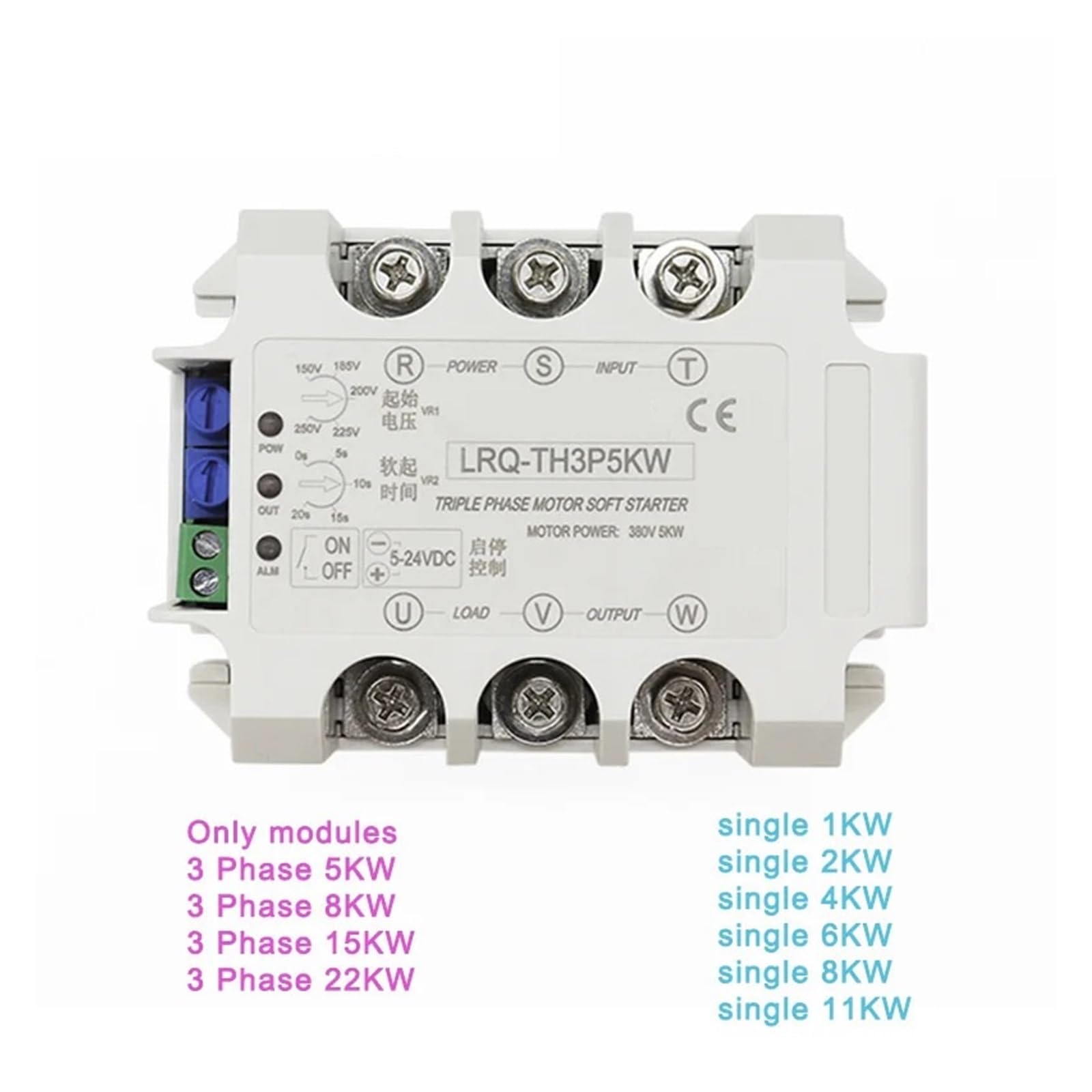Démarreur progressif de Moteur triphasé/monophasé, Module de démarrage Lent, Relais à Semi-conducteurs, décompression et contrôleur abaisseur(Single 4KW Module)