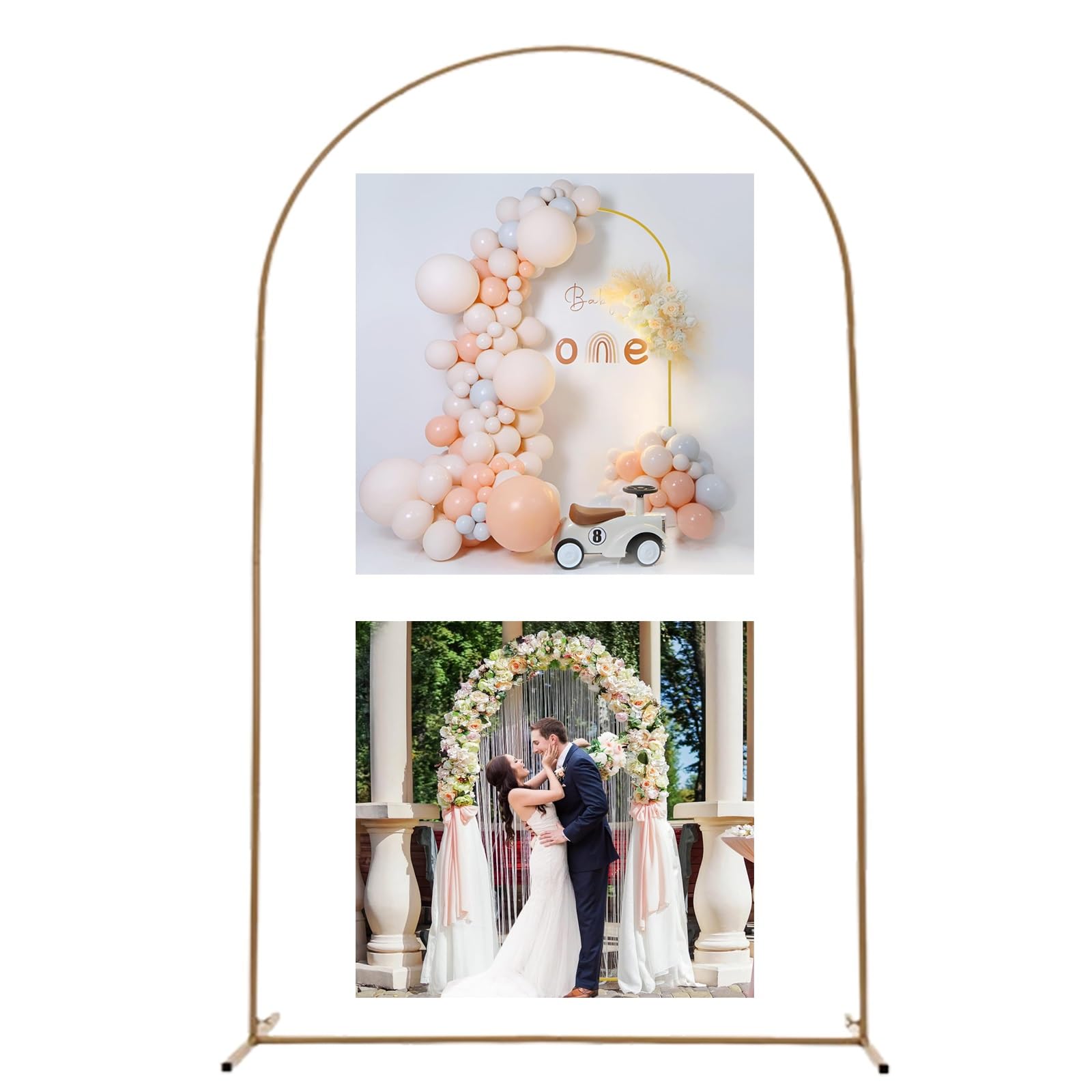 Supporto Per Arco Da Fondale Dorato In Metallo - Regolabile 1,5-2,2 M Con Base Per Matrimoni, Feste, Palloncini - 4