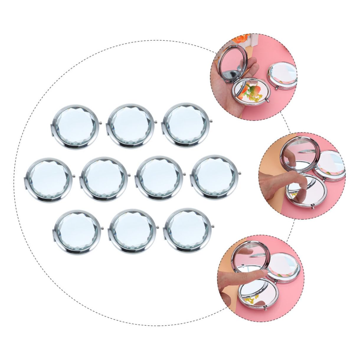 10 Pezzi cosmetico compatto tascabile piccolo per a doppio piccolo bianca