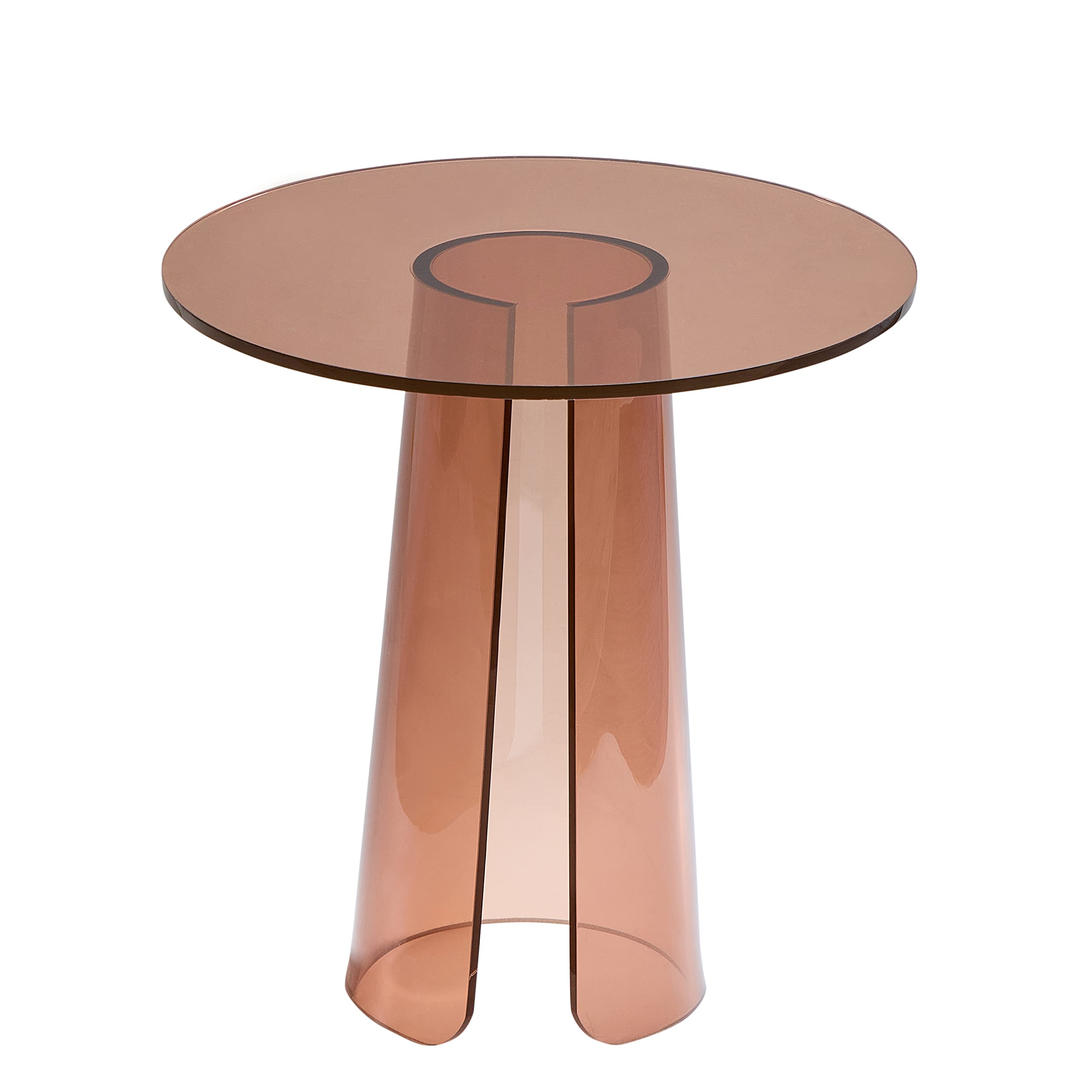 Photo 1 of ACRYLCASE Acrylic Furniture Table End Side Round Shape Small Size Coffee Table (Chocolate, 15x15x15''H) 15x15x15''H Chocolate