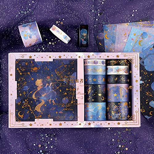 Doraking DIY The Little Prince 10Rolls Foil Gold Decorative Purple Universe Stars Washi Masking Tapes Stickers Set for Scrapbooking, Gift Wrapping, Decoration, Arts & Crafts (The Little Prince)