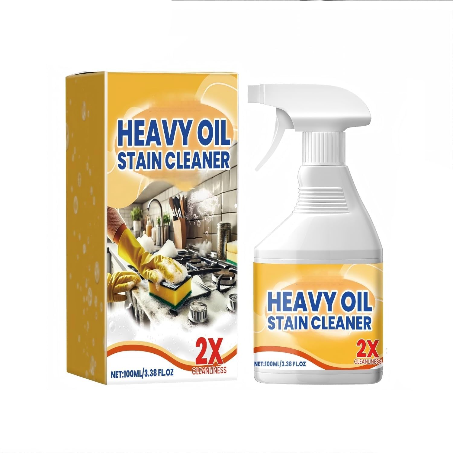 16.9 Fl Oz Clean Up Kitchen Oil Stains Spray, Kitchen Heavy Duty Cleaner Spray,All-Purpose Oil Stain Remover and Degreaser Spray, Multipurpose Foam Cleaner Spray, Kitchens Grease Cleaner