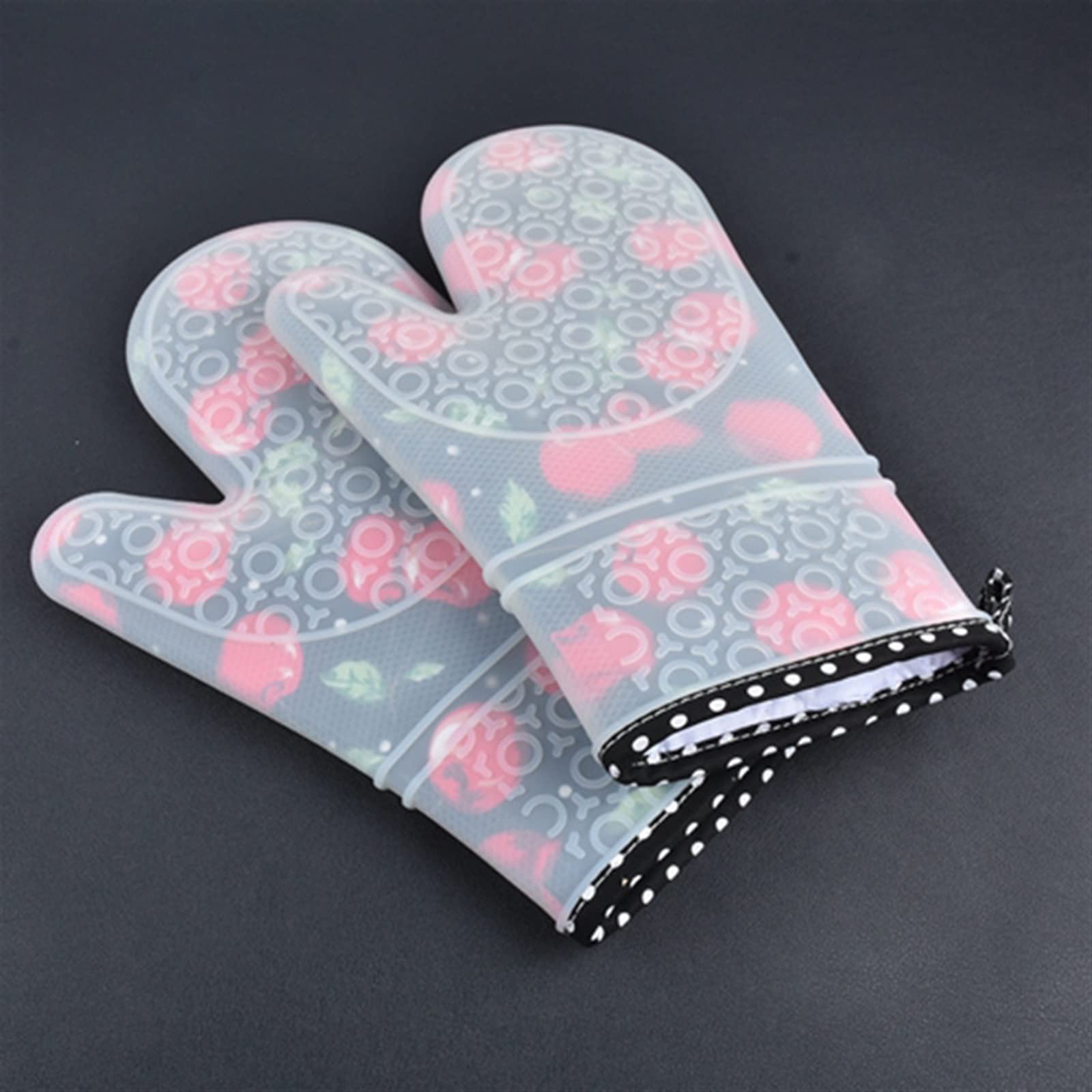 Gants de Cuisine en Silicone résistants à la Chaleur, Gants de Cuisine en Silicone Plus épais, Gants de Cuisine imprimés for Four à Micro-Ondes