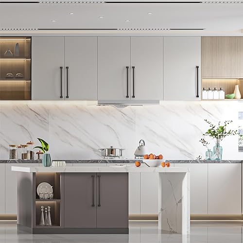 Miniatura 10 de Asidrama - Paquete de 10 manijas para alacena con agujero central de 3 pulgadas (76mm) de color negro mate, tiradores para gabinete, accesorios para