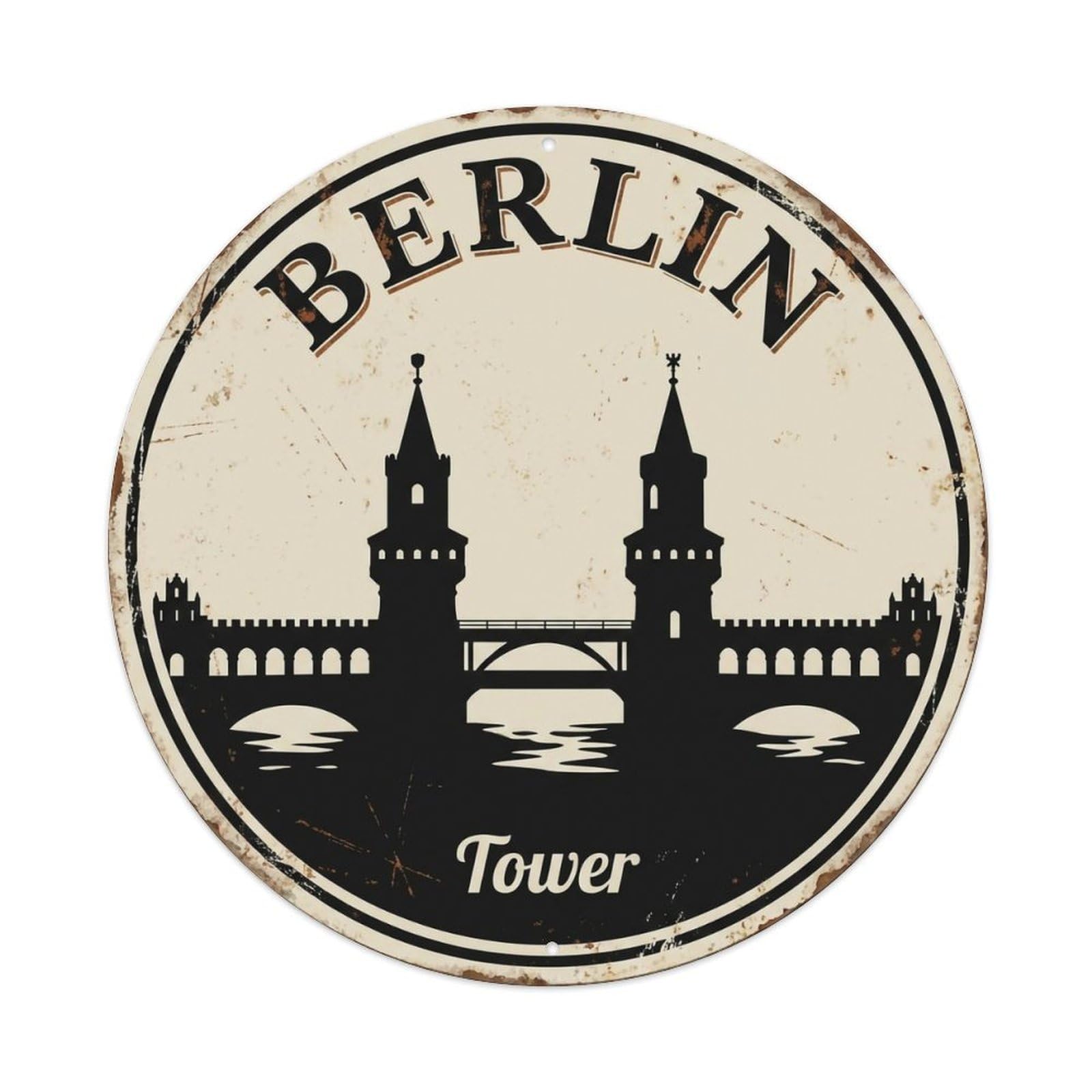 Yrnq 8X8inch Vintage Style Vintage Travel Berlin Germany Bridge Metal Tin Sign