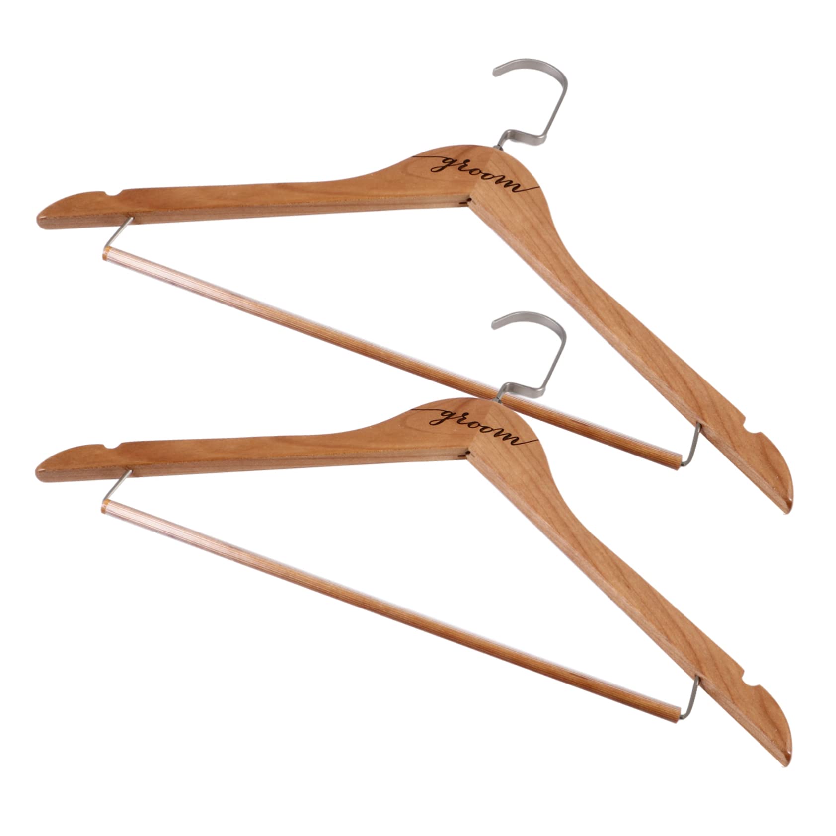 PRETYZOOM 2Pcs Personalized Wedding Clothes Hanger for Bride and Groom Exquisite Wooden Holders with Flat Hooks for Bridal Party and Wedding Dress Display