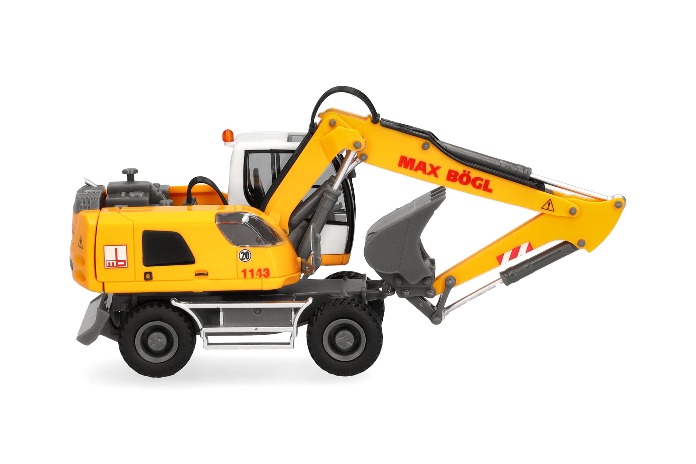 Herpa LKW Modell Liebherr Mobilbagger A920 Max Bögl, Miniatur im Maßstab 1:87, Sammlerstück, Made in Germany, Kunststoff