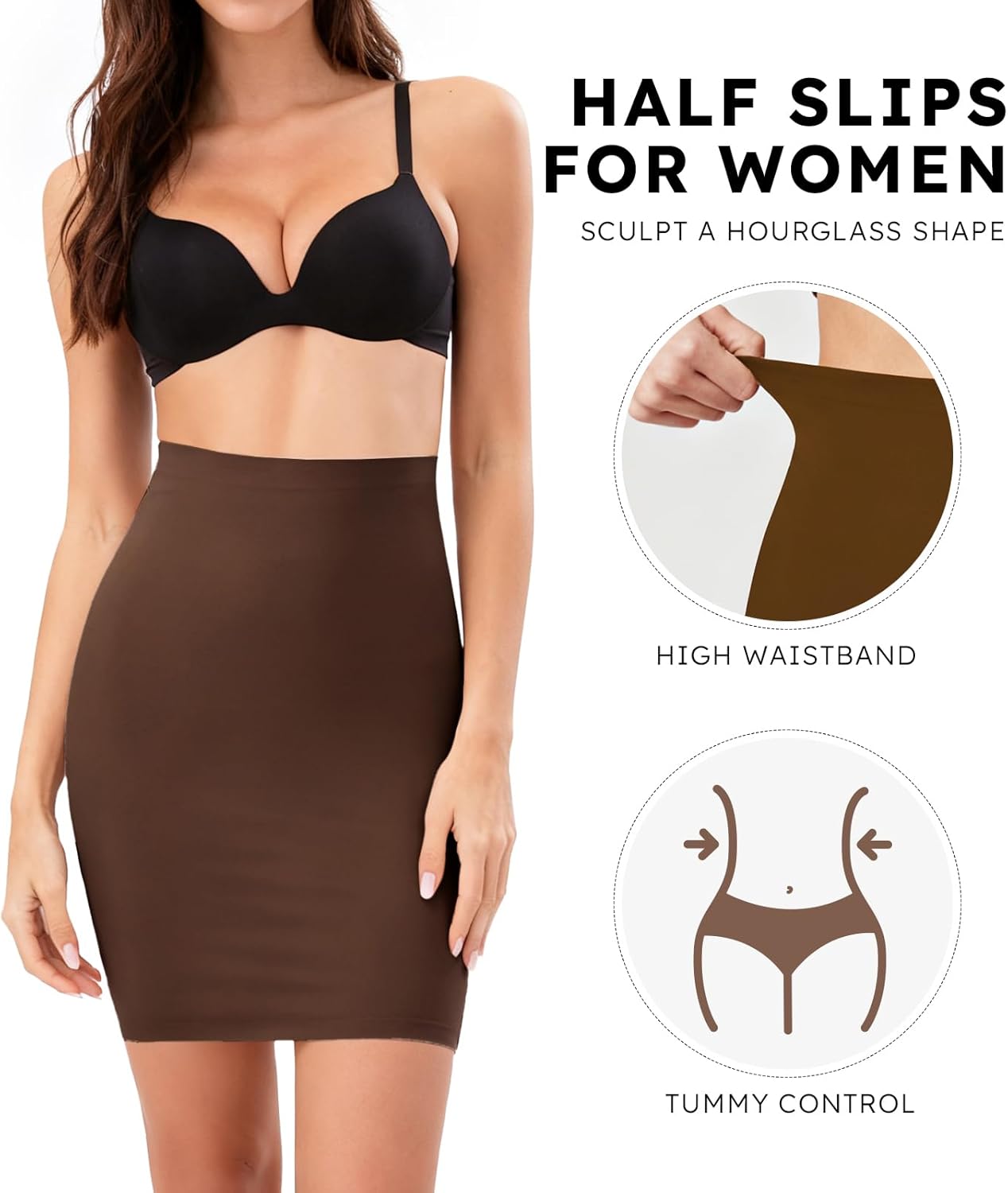Womens Shapewear Slips for Under Dresses Non Cling Half Slip Body Shaper Smoother Seamless Tight Skirt - Image 5