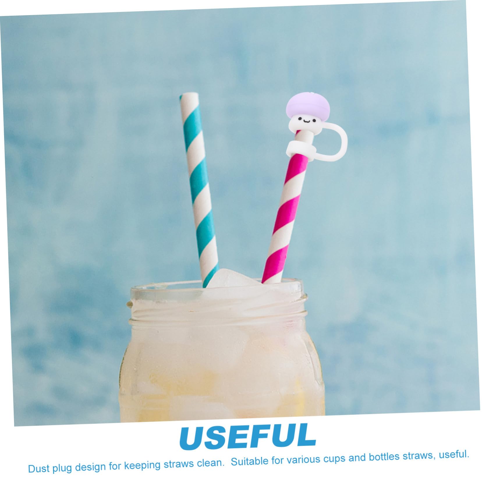 OUNONA 5 Sätze Strohhalm Abdeckkappen Spitzen Strohhalme Trinken Wiederverwendbare Simply Cup Strohhalmdeckel Abdeckungen Strohhalm Smoothie Becher Mit 6 Stück * 5