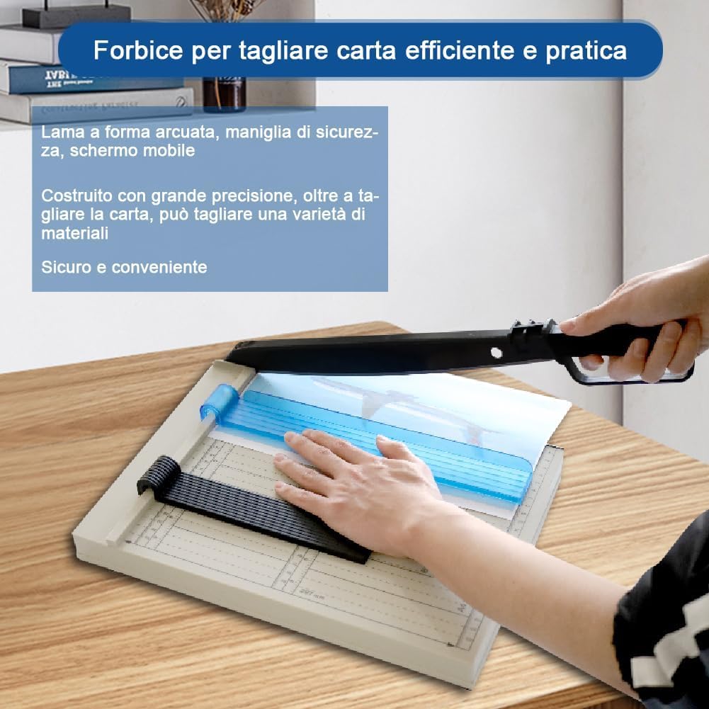 Taglierina a Leva per Carta A4, Taglierina Professionale per Fotografie, con Dispositivo di Protezione, Capacità 15 Fogli, Taglierina per Cartoncino, Cartone, Vinile, Artigianato e Foto