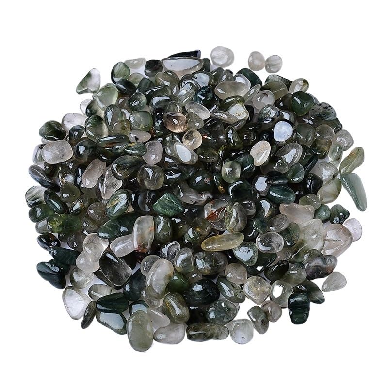 Piedra de Cristal Triturado, Grava de Cristal Fantasma Verde Natural de 5-12 mm en Varios tamaños for peceras y macetas.(7-9mm,1000g)