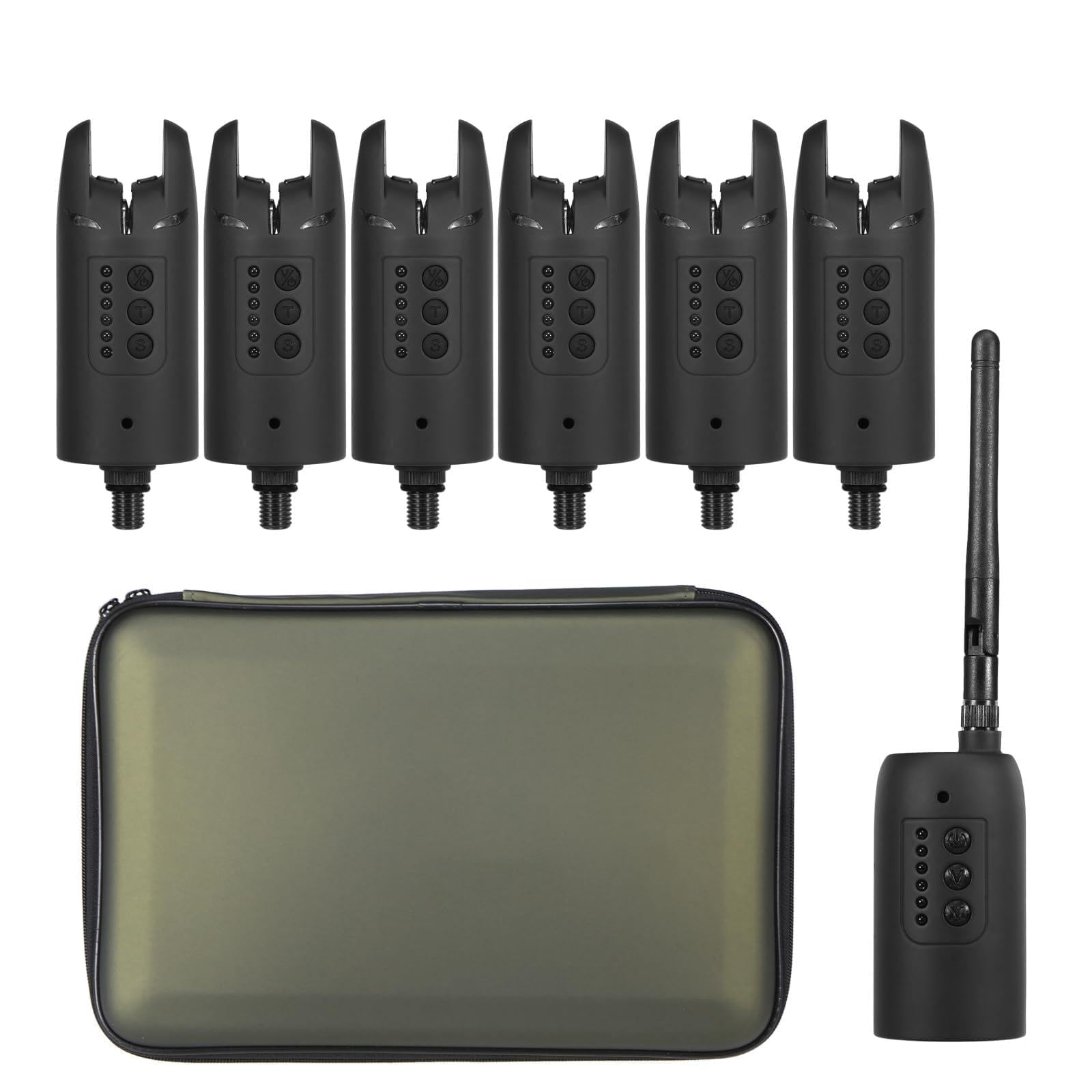 Alarma para pesca con indicador LED cambiable y kit de alerta inalámbrico con estuche