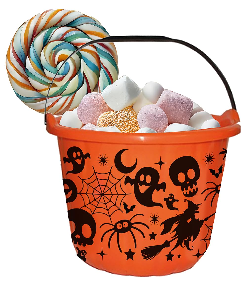 FIESTAS GUIRCA | Halloween Basket (18x16 cm) - Trick or Treat Bucket and Halloween Party Decoration - Ideal for Children and Adults - Orange
