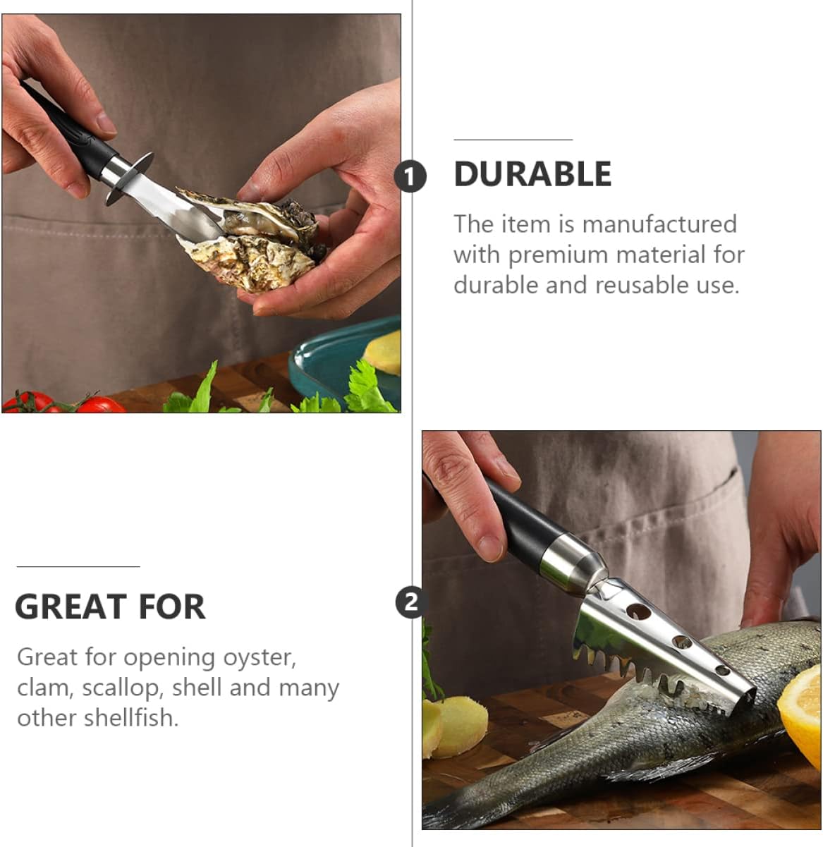 4 Pcs Oyster Fish Skin Brush Oyster Oyster Opener Tool Household Gadgets Seafood Clam Oyster Shucking Tool Fish Scales Not Hurt Hands Plastic Bottle Opener (Blackx2pcs 17X2.2X2.2CMx2pcs)