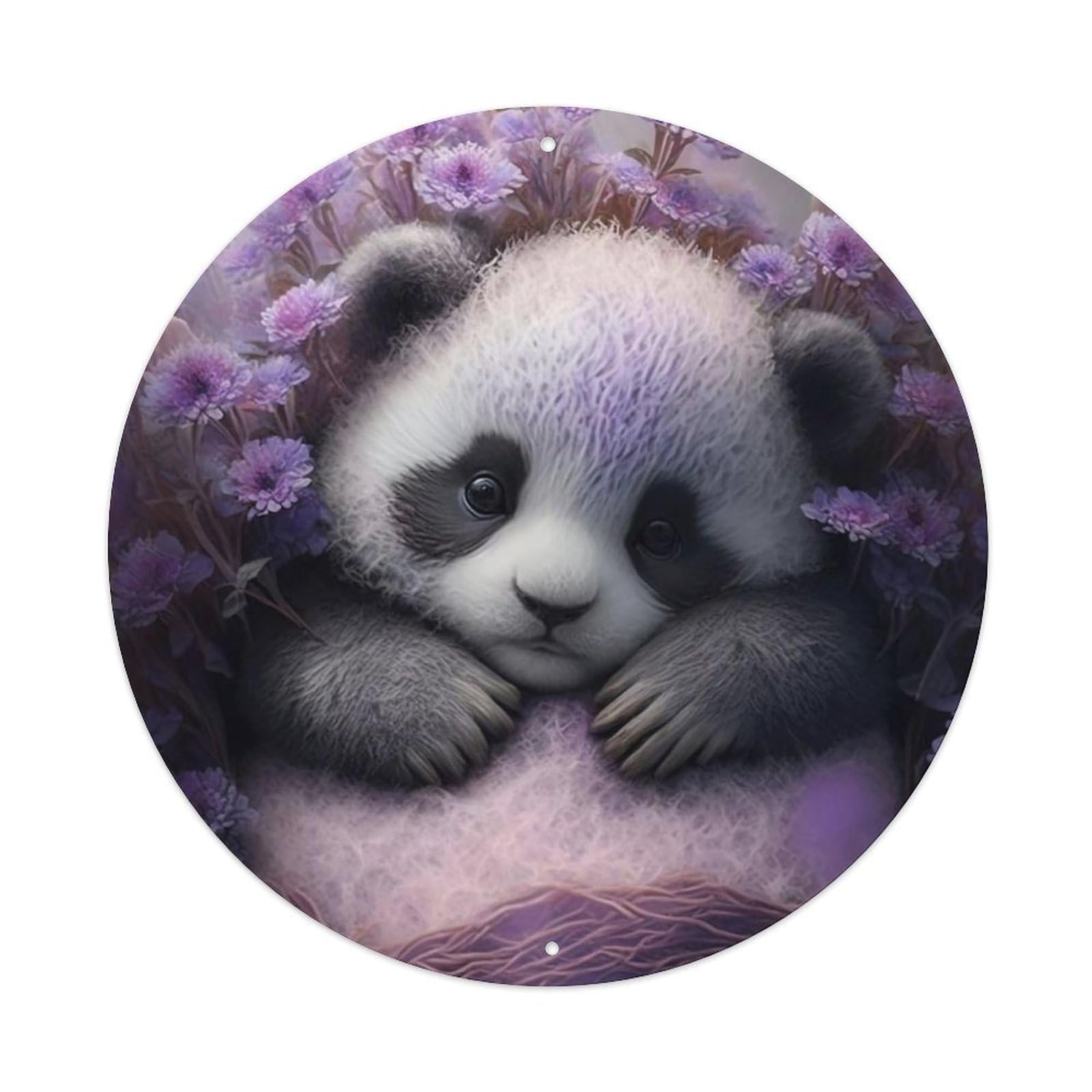 Animal Panda in Flower Metal Tin Sign