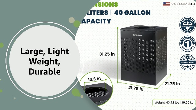 Image of Alpine Black Commercial Trash Can - Large Perforated 40 Gallon Trash Can Open Top, Heavy Duty Garbage Can for Indoor & Outdoor in Office, Commercial Bathroom, Hotel, Lobby, and Businesses