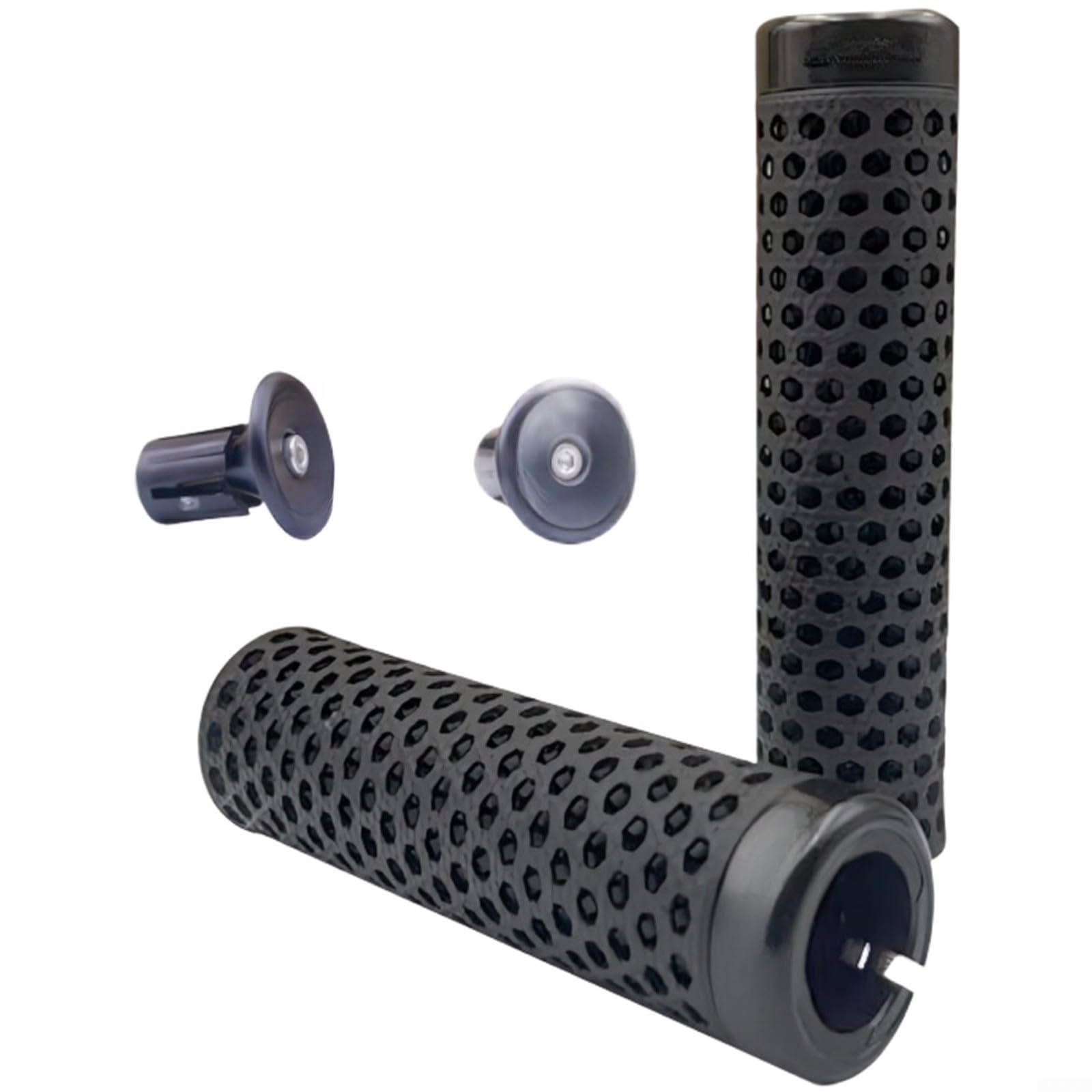 Empuñaduras de manillar de bicicleta de montaña para impresión 3D, ergonómica, absorbe los golpes, malla transpirable para barras de 22,2 mm con anillos de bloqueo, color negro, fácil y rápido
