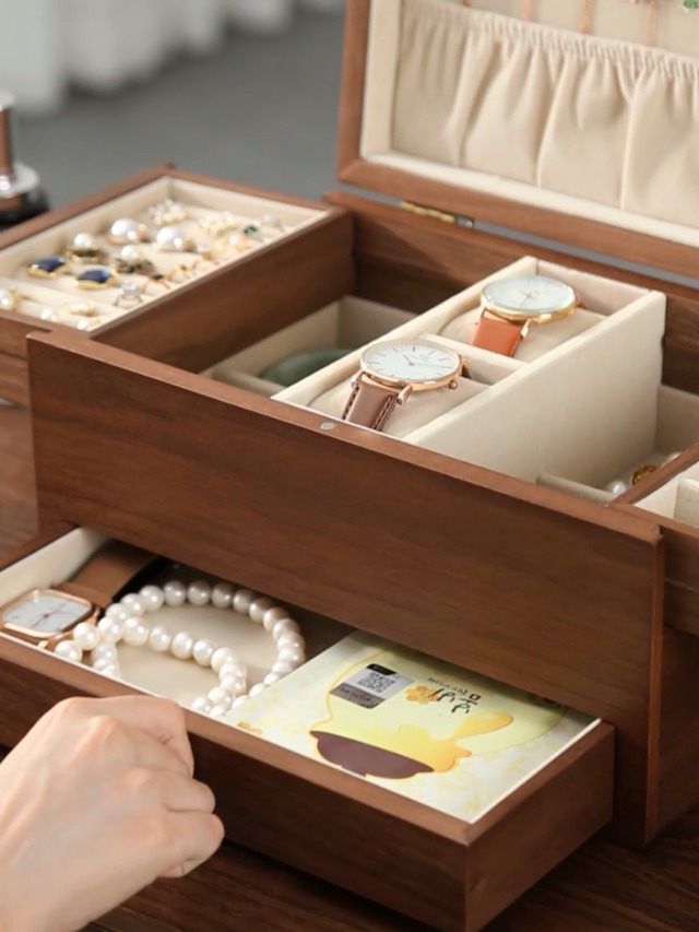 Amazon.com: CHOSIN Black Walnut Wooden Jewelry Box for Women, 3