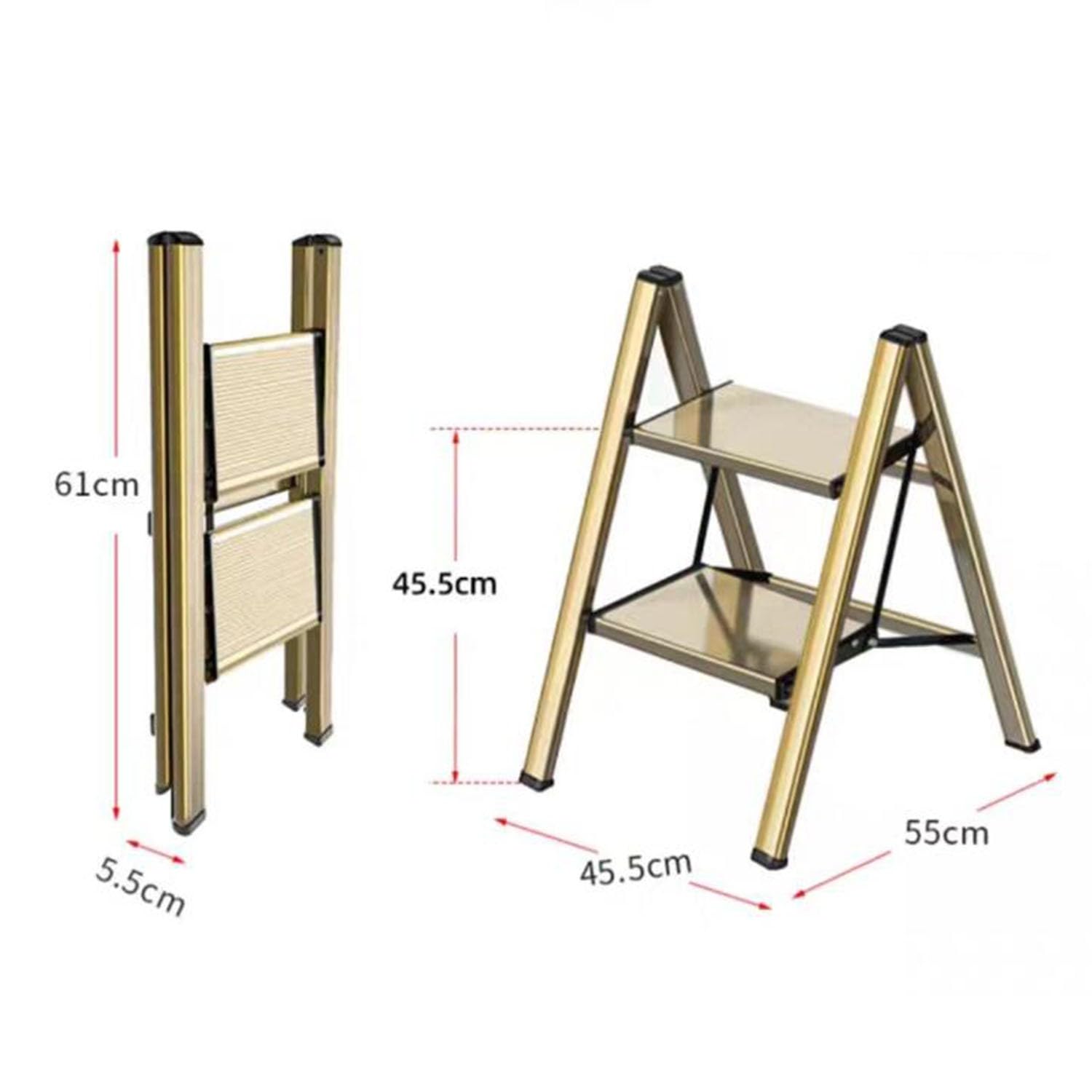Taburete Plegable con Pedal Ancho de Metal Antideslizante, Ligero y portátil, Escalera de 2 escalones para Uso doméstico y de Oficina, Capacidad de 330 Libras, no Requiere ensamblaje, Color