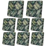 HANDONTIME 8Pcs Outdoor Patio Cushion Covers Green Leaves Stretch Couch Cushion Cover Patio Couch Slipcover for Outdoor/Indoor Washable Non-Slip Furniture Protector for Pet (Black, Cover Only)