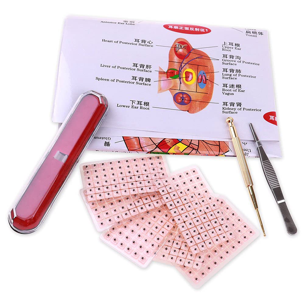 Yiphates 600 Counts Ear Seed Kit, 1Pcs Probe, 1Pcs Acupuncture Chart, 1Pcs Tweezers : Health & Household
