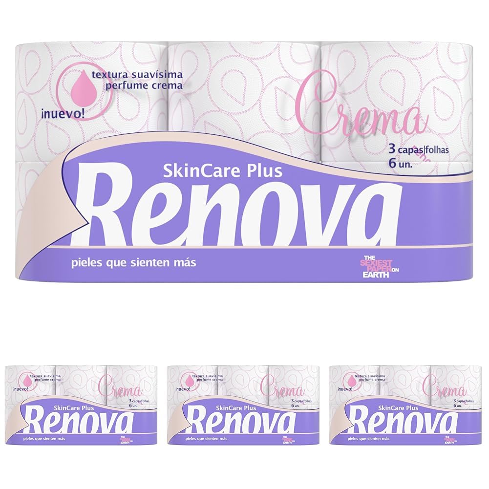 Renova Skin Care Plus Papel Higiénico Decorado Perfumado - 6 Rollos (Paquete de 4) en oferta en Amazon