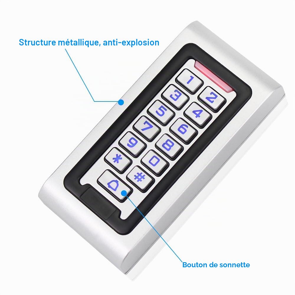 Kit de Système de Contrôle d'accès IP68 Imperméable Clavier RFID Lecteur Métallique WG26 125KHz + Verrouillage Magnétique électrique 180KG + Alimentation DC12V + Cartes Clés 10PCS