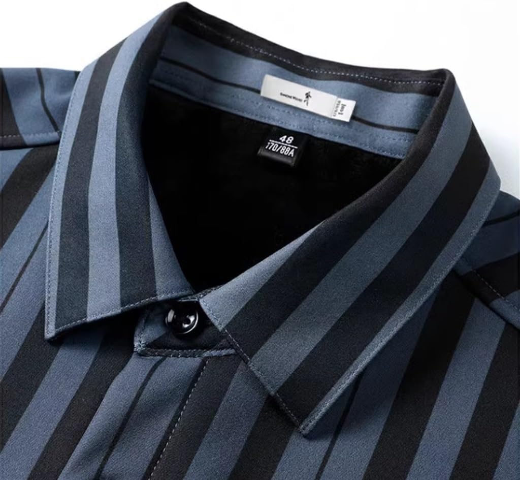 Striped Long-Sleeved Shirt Men's Fall and Winter Models Business Casual Shirt Bottoming Shirt