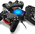 Port de recharge pour PS4 Contrôleur, LED Station de recharge triple port Triangle léger pour Play Station 4 Console Dualshock avec 3 Paire de housses de poignée de la pouce