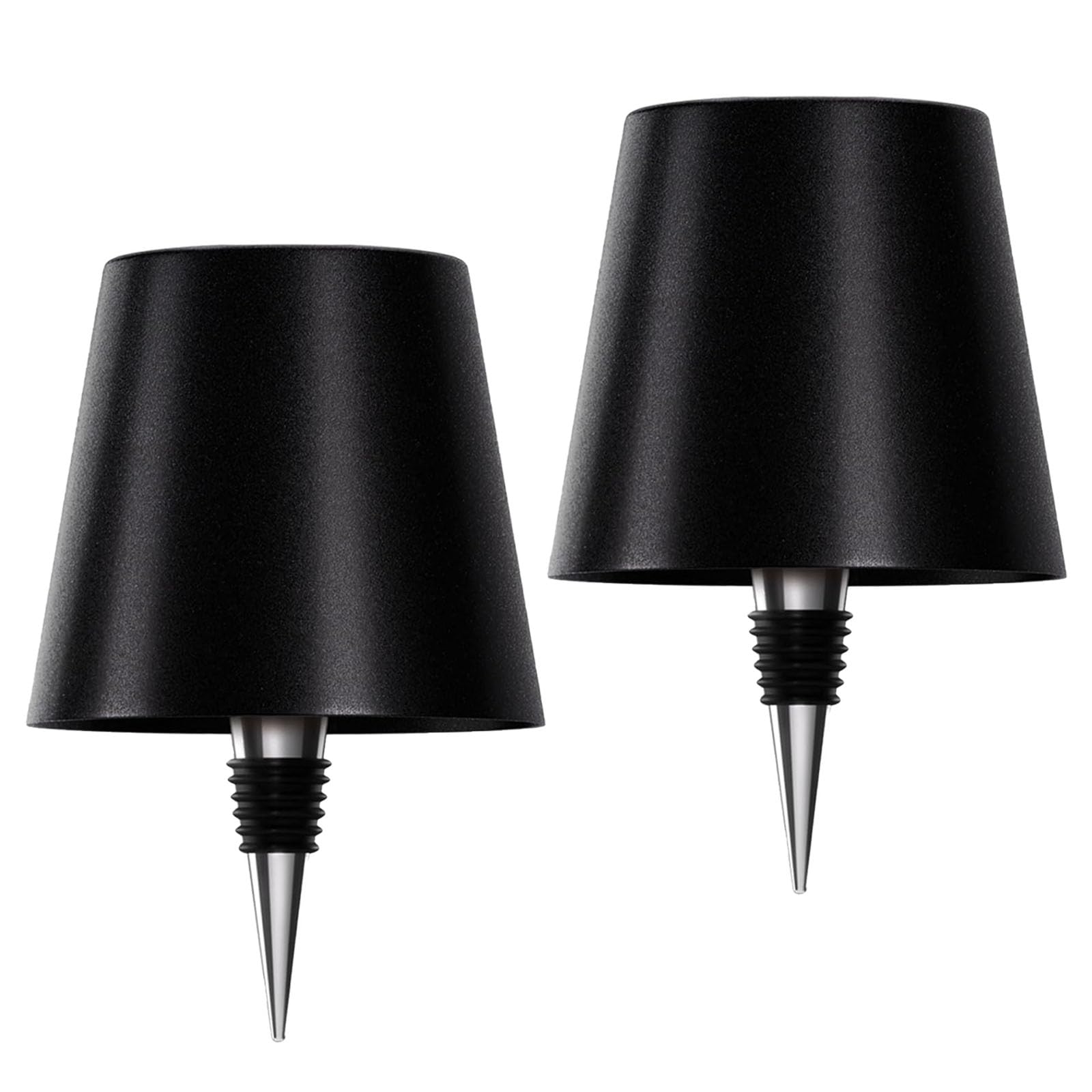 Wireless Bottle Lamp, 3 Color Stepless Dimming Wine Bottle Lamp, LED Rechargeable Touch Control Wireless Bottle Lampshade for Bedroom, Restaurant, Bar (Black, 2-Pack)