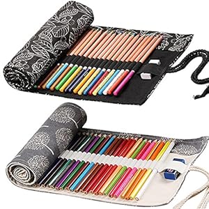 Ouceanwin Canvas Pencil Wrap, 2 stuks 36 gaten canvas pennenrol draagbaar tas pennenetui etui pennenhouder etui voor…