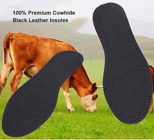 Miniatura 3 de Almohadillas para zapatos para hombres y mujeres, plantillas de cuero negro para hombres, plantillas delgadas, plantillas para botas, almohadillas