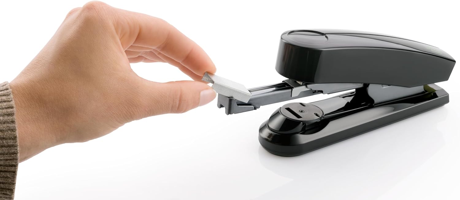 Novus B4fc re+New Flat Clinch Stapler, 50 Sheet Capacity, Made of 80% Recycled Plastic, German Engineered, Staple|Pin|Tack, 25 Yr. Warranty, Black re+New Special Edition (020-1933)