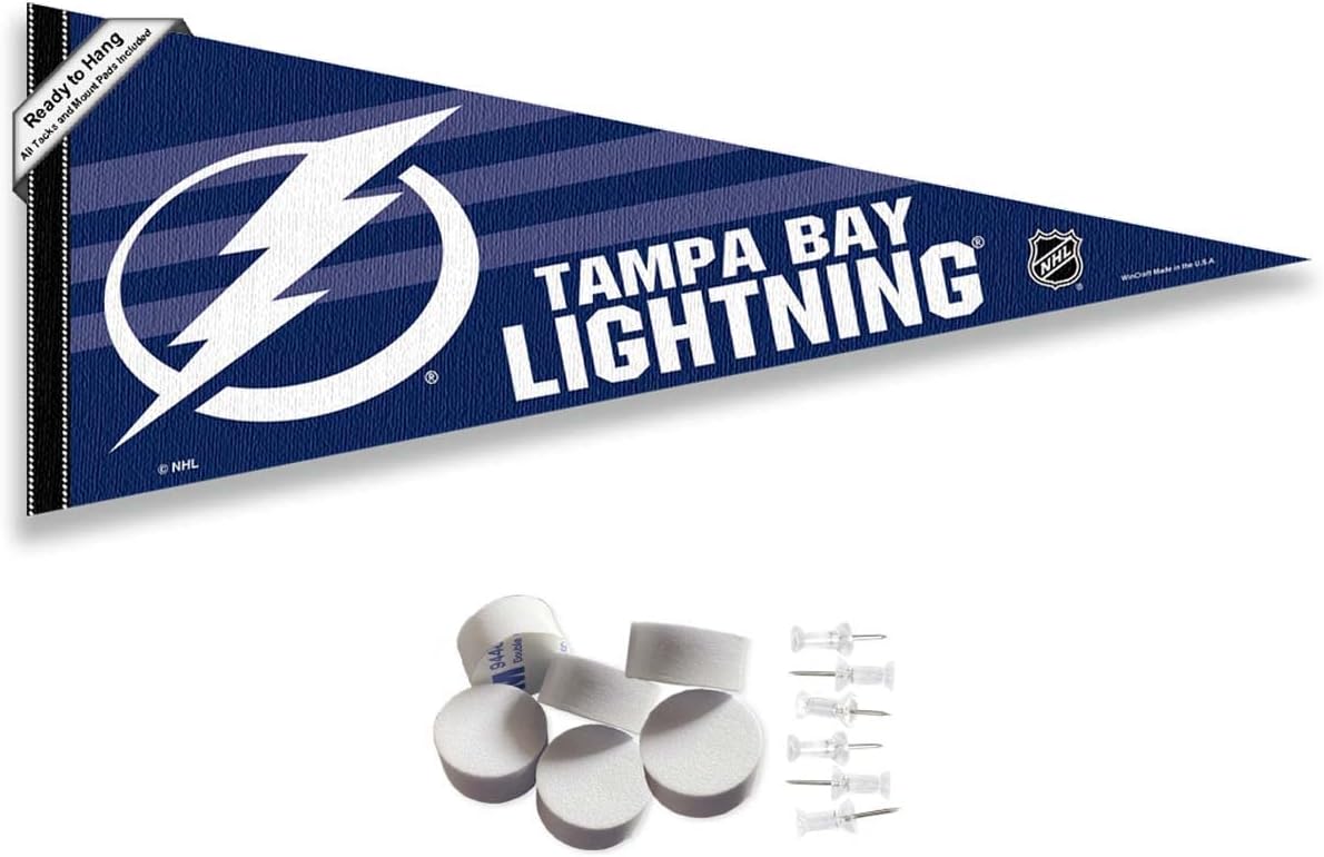 Tampa Bay Lightning Pennant Flag and Wall Tack Pads Mounts